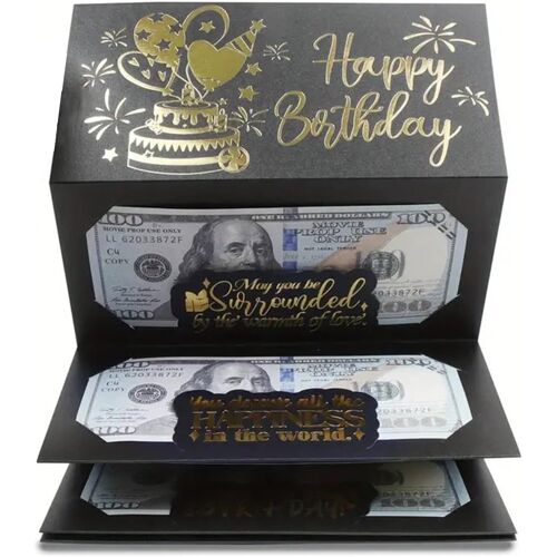 Silver Envelope Birthday Gift Cash Gift Idea Money Surprise Card Coin Purse Birthday Card for Men Women Girls Boys