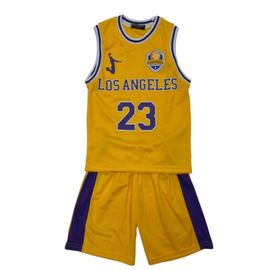 Ensemble Basket-Ball Enfant Maillot Et Short Los Angeles Jaune
