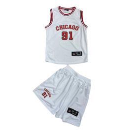 Ensemble Basketball Enfant - Maillot Et Short Chicago 91 Blanc