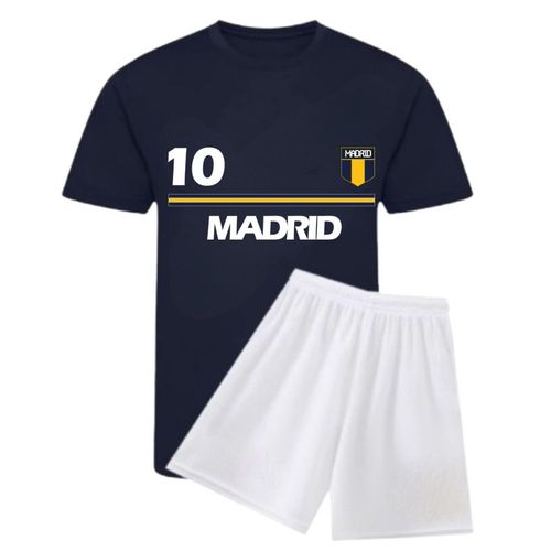 Ensemble Foot Enfant – Style Madrid – Tee-Shirt Bleu & Short Blanc