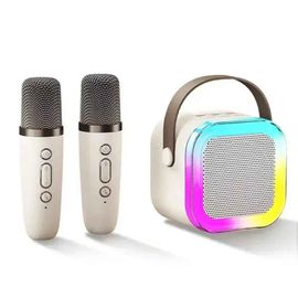 Machine de karaoké Bluetooth K12 portable,système de haut-parleurs 5.3 PA avec 1-2 microphones sans fil,maison,chant en famille,cadeaux pour enfants - Type Beige with 2Mic