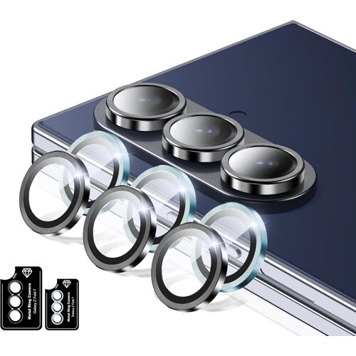 CAUC-Caméra Arrière Protecteur pour Samsung Galaxy Z Fold 7,Individuels Métal Anneau de Lentille,Protection Objectif en Verre Trempé 9H[sans Bulles d'air] Bleu et Noir