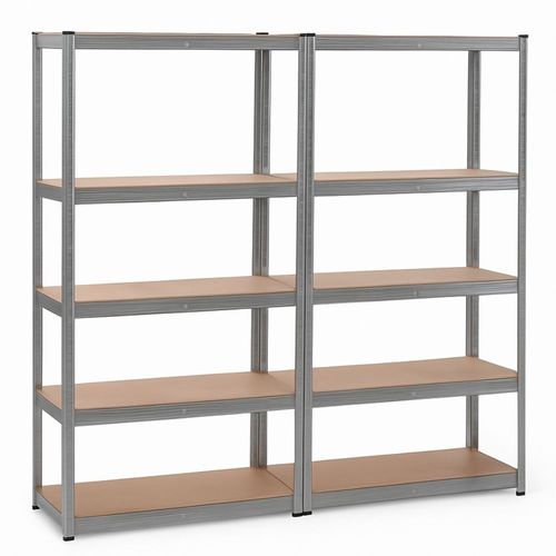 Étagère Garage Métallique 5 Niveaux 180×180 Cm : Robuste, Modulable, Montage Facile Par Clips Sans Vis 40 Cm Gris