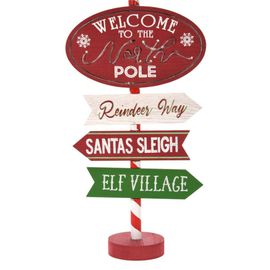 Panneau Deco Noel Village Du Pole Nord Bois Led Timer