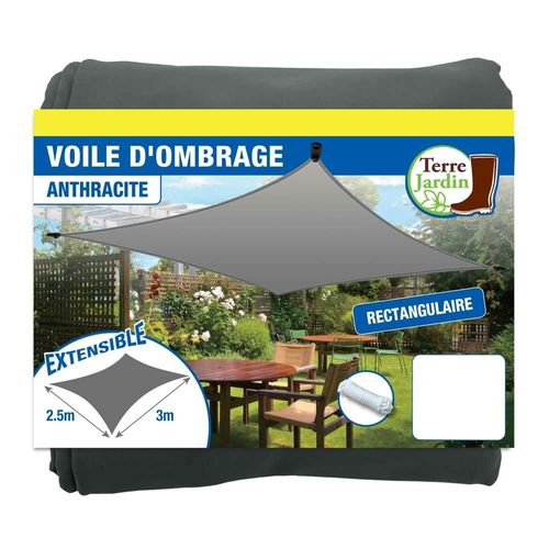 Voile D'ombrage Rectangulaire Extensible Gris