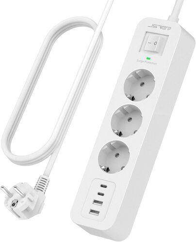 Parafoudre et Surtension,Multiprise USB 3M avec 3 Sortie AC et 4 Ports USB(2 Typ C), Adaptateur Secteur 3680W avec Interrupteur, Mult Prise pour Bureau et Maison-Noir