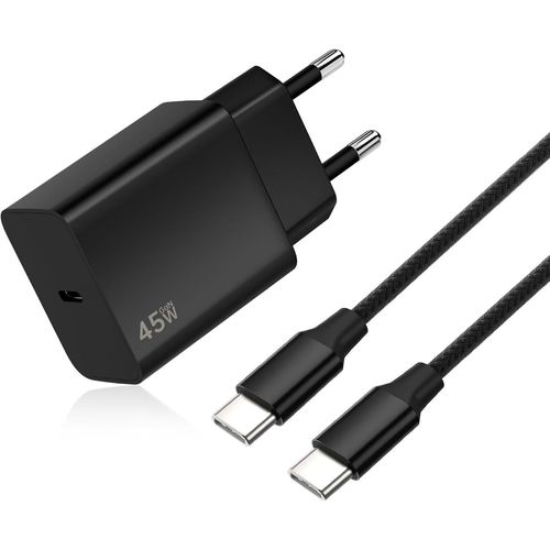 Sjzg-Chargeur 45w Pour Samsung S25 Ultra Chargeur Rapide Usb C Avec Câble Tressé 2m 100w Compatible Avec Samsang Galaxy S25/S24/S23/S22/S21 Ultra, Pour Iphone 15/16, Lpad, Macbok(Noir)