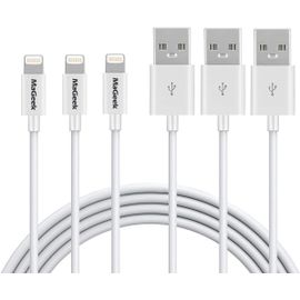 Twq-® [Paquet De 3pcs 1.0m Apple Mfi Certifié Câble Lightning Vers Usb Pour Iphone X 8 Plus 7 7 Plus 6s 6 Plus 5c 5s, Ipad Pro Air Mini, Ipod Touch (Blanc)