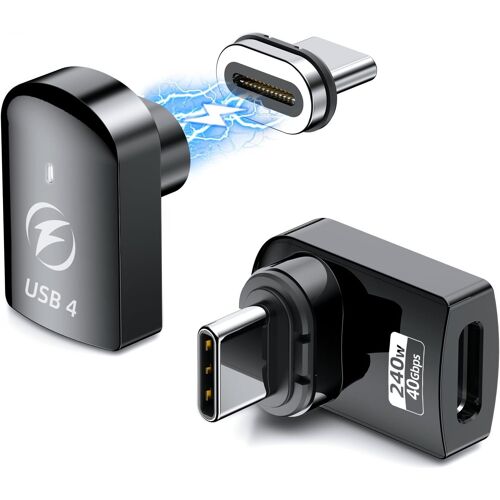 CMWX-Lot de 2 adaptateurs USB C magnétiques 240 W, adaptateur magnétique USB C 24 broches, charge rapide USB4 40 Gbit/s, transfert de données vidéo 8K 60 Hz pour Thunderbolt 3/4, MacBook/ROG Ally/PS5