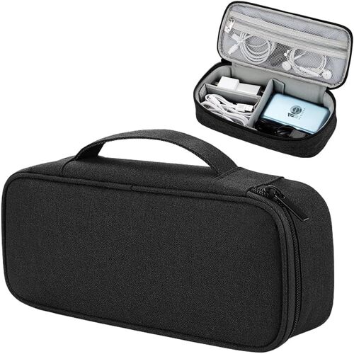 Loranka-Pochette Travel Tech - Organiseur De Câble Portable - Accessoires Électroniques - Étui De Voyage Pour Chargeur De Câble, Écouteurs, Batterie Externe, Disque Dur, Noir , 25 X 12 X 6.5 Cm