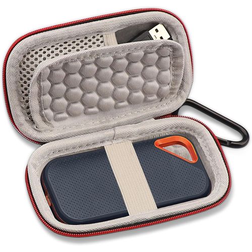 TWQ-Étui pour SanDisk 250Go/ 500Go/ 1To/ 2To/ 4To Extreme Disque SSD Portable, Coque Rigide Antichoc avec Une Poignée Durable, Sac de Rangement pour USB Câbles
