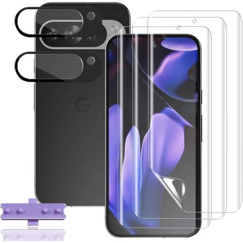 CAUC-3+2 Pièces Protection D'écran pour Google Pixel 9 (Pas Verre Trempé) Film TPU Flexible + Caméra Arrière Protecteur, Anti-Rayures HD Ultra Protection écran pour Pixel 9