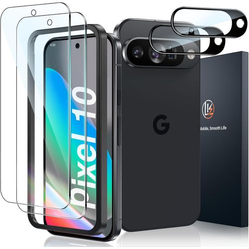 Twq-Verre Trempé Compatible Avec Google Pixel 10, 2pcs Vitre Protection Ecran Et 2pcs Caméra Arrière Protecteur Avec Cadre D'installtion(Anti-Rayure,Sans Bulles D'air,9h Dureté,Ultra Clair)