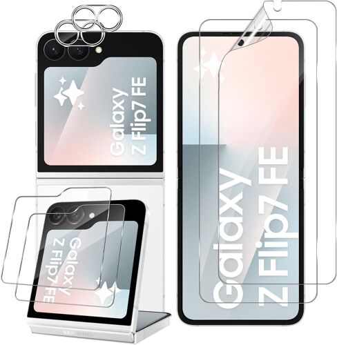 CAUC-Verre Trempé pour Samsung Galaxy Z Flip 7 FE, 2+2+2 Pièces Protection D'écran Film Hydrogel et Caméra Arrière Protection, 9H Dureté Haute Définition Résistant aux rayures