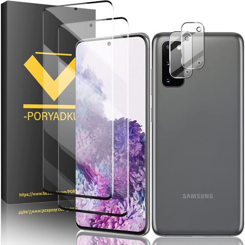 [2+2 Pièces] Verre Trempé Samsung Galaxy S20 Protection Ecran+ Caméra Protecteur, Haut Définition, Dureté 9h Pour S20 5g Screen Protector
