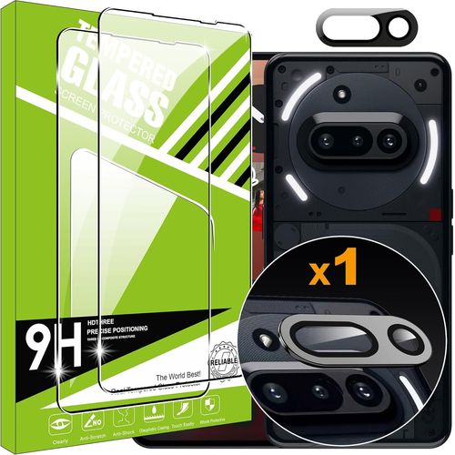 CAUC-Film pour Nothing Phone 3a Verre Trempé [2+1 Pièces] Caméra Arrière Protecteur Film + Protecteur d'écran HD Verre Trempé pour Nothing Phone 3a