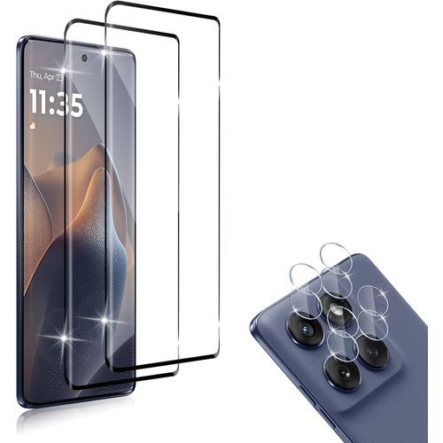 Cauc-Compatible Avec Motorola Moto Edge 60 Fusion/Edge 60/Edge 60 Pro Protection Écran, 2+2 Pièces Verre Trempé [3d Couverture Complète] Caméra Protecteur, Hd 9h Dureté Protection Décran