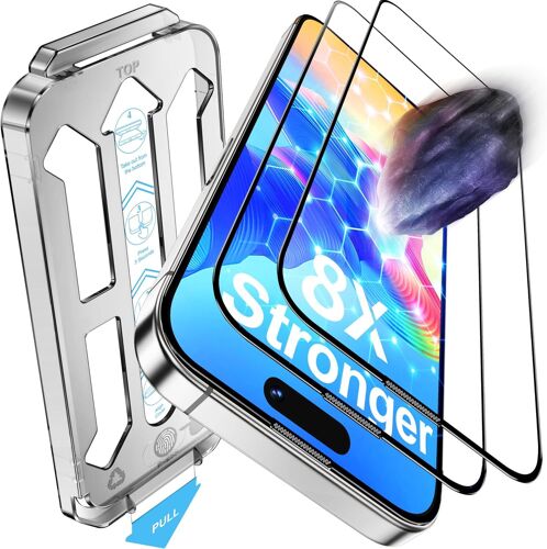 2 Pièces Verre Trempé Pour Iphone 15/16 (6.1'), Dureté 9H+ Military-Grade Protection Écran, [Avec Kit D`Installation Rapide] [Sans Bulles] [Transparence Hd]