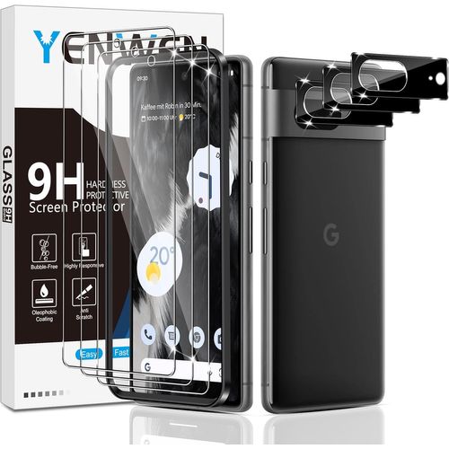 CAUC-Verre Trempé Compatible avec Google Pixel 7, 3 Pièces Film Protection écran et 3 Pièces Caméra Arrière Protecteur, Anti Rayures - Dureté 9H Glass - Sans Bulles
