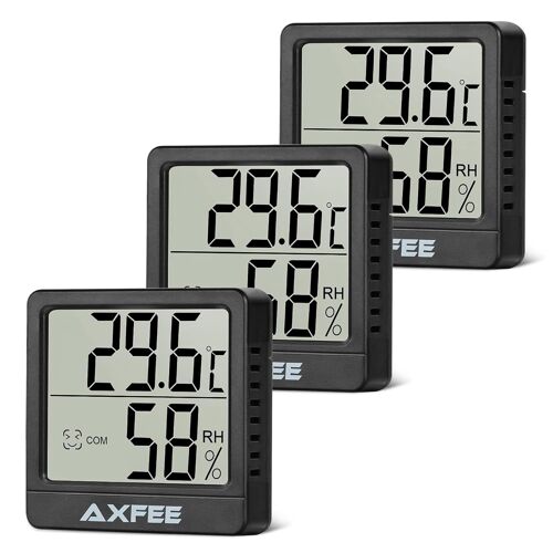 Petit Hygromètre Numérique Thermomètre Intérieur, Mini Moniteur de Température et Humidimètre Indicateur, Thermomètre Hygromètre Interieur pour Chambre Bébé Maison Bureau (4.3cm, Noir, 3)