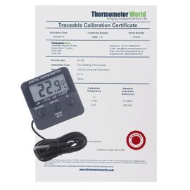 TWQ-Thermomètre numérique calibré pour réfrigérateur/congélateur avec certificat d'étalonnage traçable à 2 points