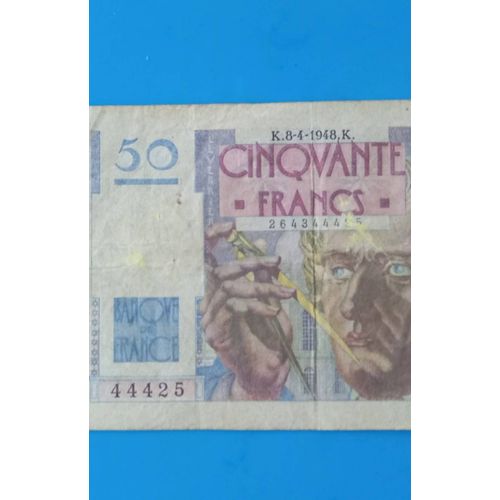 Billet Ancien 50 Francs Le Verrier – Banque De France 1948 – Collection