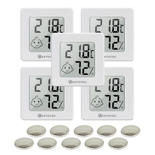 5 pièces Mini Hygrometre Thermometre Interieur Thermomètre Hygromètre Numérique LCD Moniteur de Température et Humidimètre pour Maison Bureau