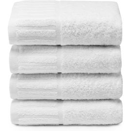 KALANKA-- 4 Serviettes pour Lavabo ou Mains - Blanches Hotel - Grandes de Bain - 100% Coton - Blanc - 50 x 100 cm