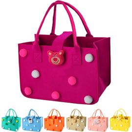 KAWOQ-Sac de Courses Cabas, 30 * 20 * 18 cm Panier a Courses avec Poignée, Rectangulaire Corbeille Feutre avec Anse, Sac de Courses Reutilisable pour Journaux