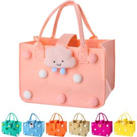 KAWOQ-Sac de Courses Cabas, 30 * 20 * 18 cm Panier a Courses avec Poignée, Rectangulaire Corbeille Feutre avec Anse, Sac de Courses Reutilisable pour Journaux