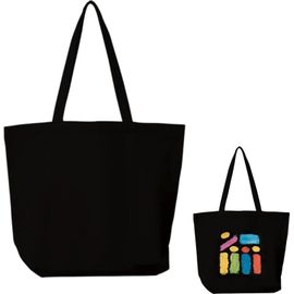 KAWOQ-Sac à provisions noir, sac en tissu non imprimé, sac à main portable, sacs en tissu à peindre, sac en tissu pour le sport, le shopping, les voyages
