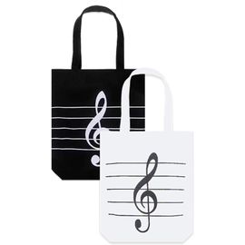 KKAHQ-Sac à main Musique - Sac Tote Bag en toile Noir et Blanc avec Design Clé de Musique, Parfait pour les Fans de Musique, Sac Réutilisable, Sac de Shopping, Sac de Pique-nique