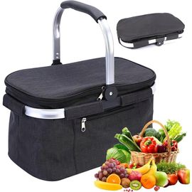 KKAHQ-Panier de Pique-Nique Pliable, 30 l Panier de Courses Pliable, Panier de Transport avec poignées rembourréesi déal pour Les Voyages, Les Pique-niques, Les Courses