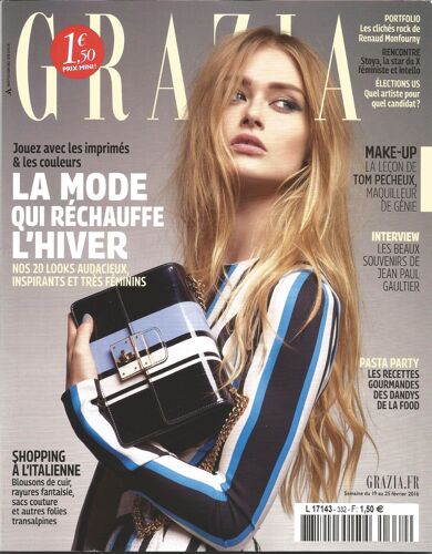 Grazia N° 332. La Mode Qui Réchauffe L'hiver.  Jean-Paul Gaultier. Stoya, Star Du X. Pasta Party. Election Us
