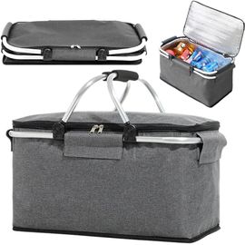 KKAHQ-Panier Isotherme Pliable de 18.4 l, Isotherme, avec Couvercle, Cadre Pliable en Aluminium imperméable, poignées rembourrées et Barre de Support, pour Pique-Nique, Shopping, Voyages, Stable et G