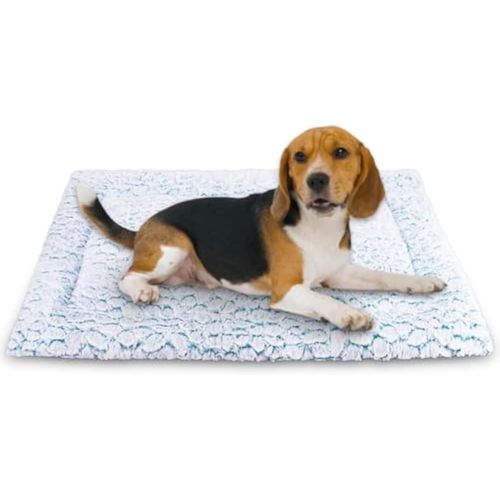 Tapis Chien Court En Peluche Pour Chiens De Moyen Taille, Matelas Chien, 94 X 61 Cm, Bleu