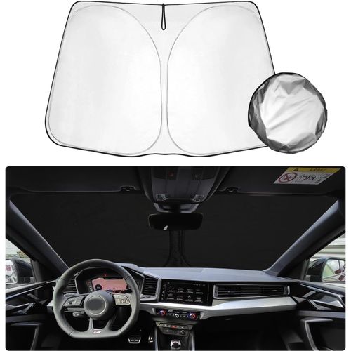 Kkahq-Compatible Avec Audi A1 Gb 2019-2025 Pare-Soleil En Tissu Enduit D'argent Pare-Soleil Pliable, Protection Uv Et Chaleur Pare-Brise Audi A1 Gb Accessoires