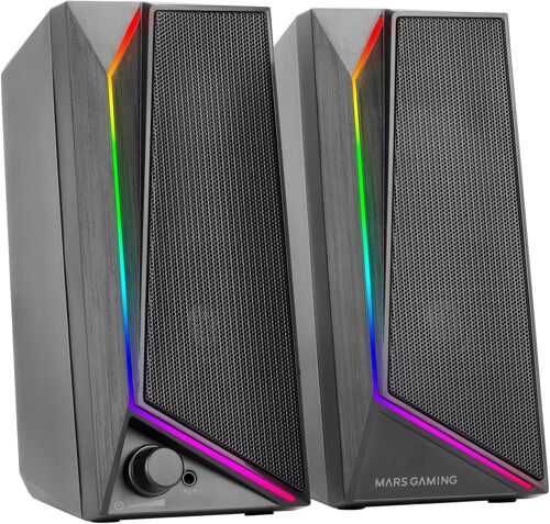 Ms72, Haut-Parleurs Gaming 15W, Ã\U2030Clairage Rgb Flow, 2 Drivers Actifs, Chipset Dsp, Connexion Plug&Play Usb Et Jack 3.5Mm, Molette Contrôle Du Volume Et Port Audio Pour Casque, Noir
