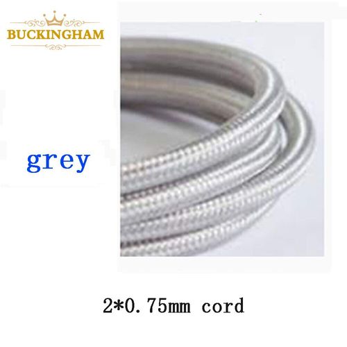 Câble de Lampe Suspendue en Fil Électrique Vintage,Textile Torsadé,Cuivre,Rétro,Edison,2x0.75mm - Type GRIS-3m