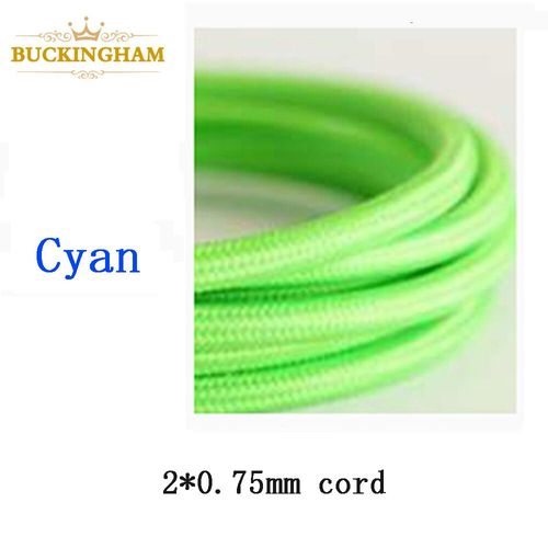 Câble de Lampe Suspendue en Fil Électrique Vintage,Textile Torsadé,Cuivre,Rétro,Edison,2x0.75mm - Type vert militaire-10m