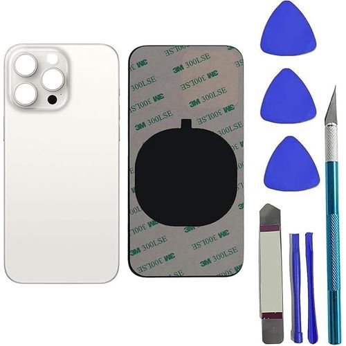 15 Pro Max De Rechange Pour Vitre Arrière Pour Iphone 15 Pro Max Remplacement De Vitre Arrière Avec Pré-Installé Adhésif+Kit D'outils De Réparation (Titane Blanc)