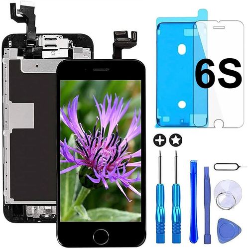 Ecran Pour Iphone 6s Noir Tactile Écran Lcd Remplacement Vitre Rechange Afficheur Retina Complet Joint Assemblé Avant Camera,Home Bouton,Réparation Outils Kit,Protege Glace