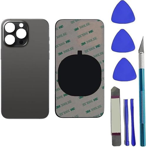 15 Pro Max De Rechange Pour Vitre Arrière Pour Iphone 15 Pro Max Remplacement De Vitre Arrière Avec Pré-Installé Adhésif+Kit D'outils De Réparation (Titane Noir)