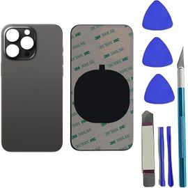 15 Pro Max De Rechange Pour Vitre Arrière Pour Iphone 15 Pro Max Remplacement De Vitre Arrière Avec Pré-Installé Adhésif+Kit D'outils De Réparation (Titane Noir)