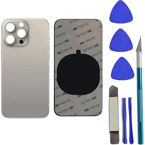 15 Pro Max De Rechange Pour Vitre Arrière Pour Iphone 15 Pro Max Remplacement De Vitre Arrière Avec Pré-Installé Adhésif+Kit D'outils De Réparation (Titane Naturel)