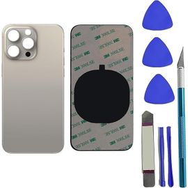 15 Pro Max De Rechange Pour Vitre Arrière Pour Iphone 15 Pro Max Remplacement De Vitre Arrière Avec Pré-Installé Adhésif+Kit D'outils De Réparation (Titane Naturel)