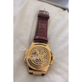 Montre Homme Automatique, Bracelet En Cuir Marron