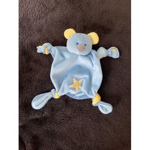 Doudou Plat Ours Cabico Bleu Étoile Jaune