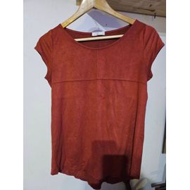 T Shirt Promod Couleur Rouge Brick M Façon Velours