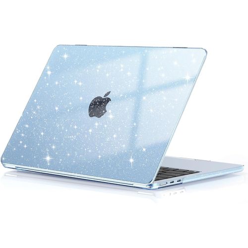Coque Compatible Avec Macbook Air 13,6 Pouces M2 A2681 M3 A3113 M4 A3240 2025 2024 2022 Mac 13 Protection Étui Rigide En Plastique, Surface Lisse, Brillante - Scintillant Cristal Bleu Ciel